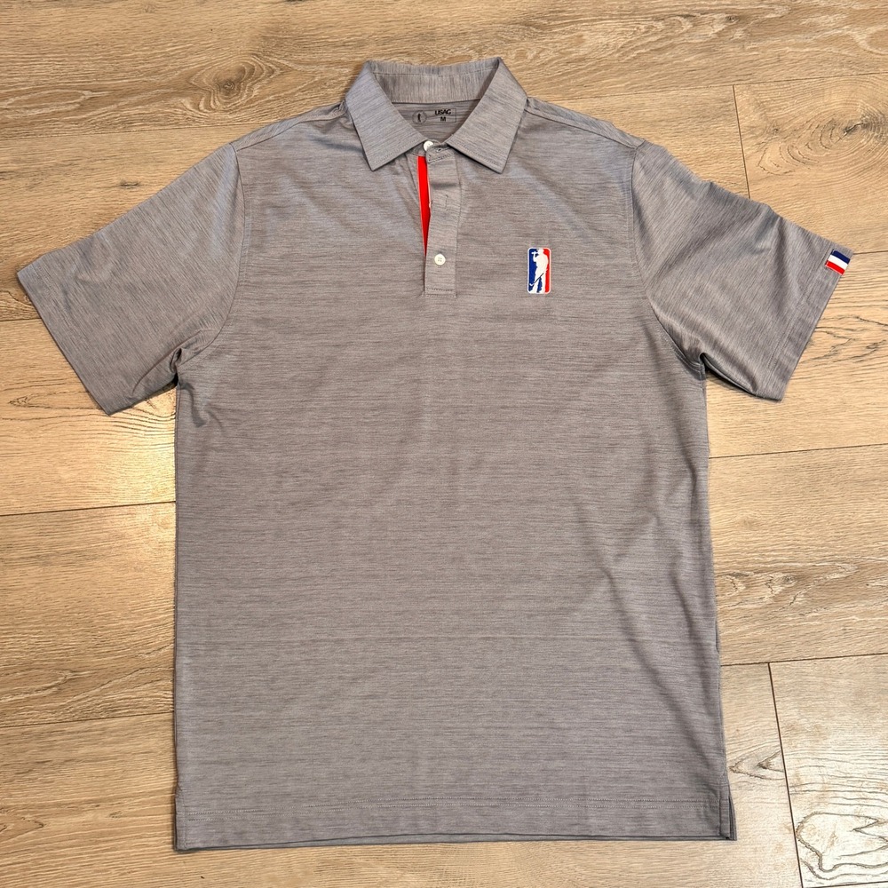 USAG Mens Golf Polo Shirt Size Medium M Gray Performance Logo U‎ Suck at Golf